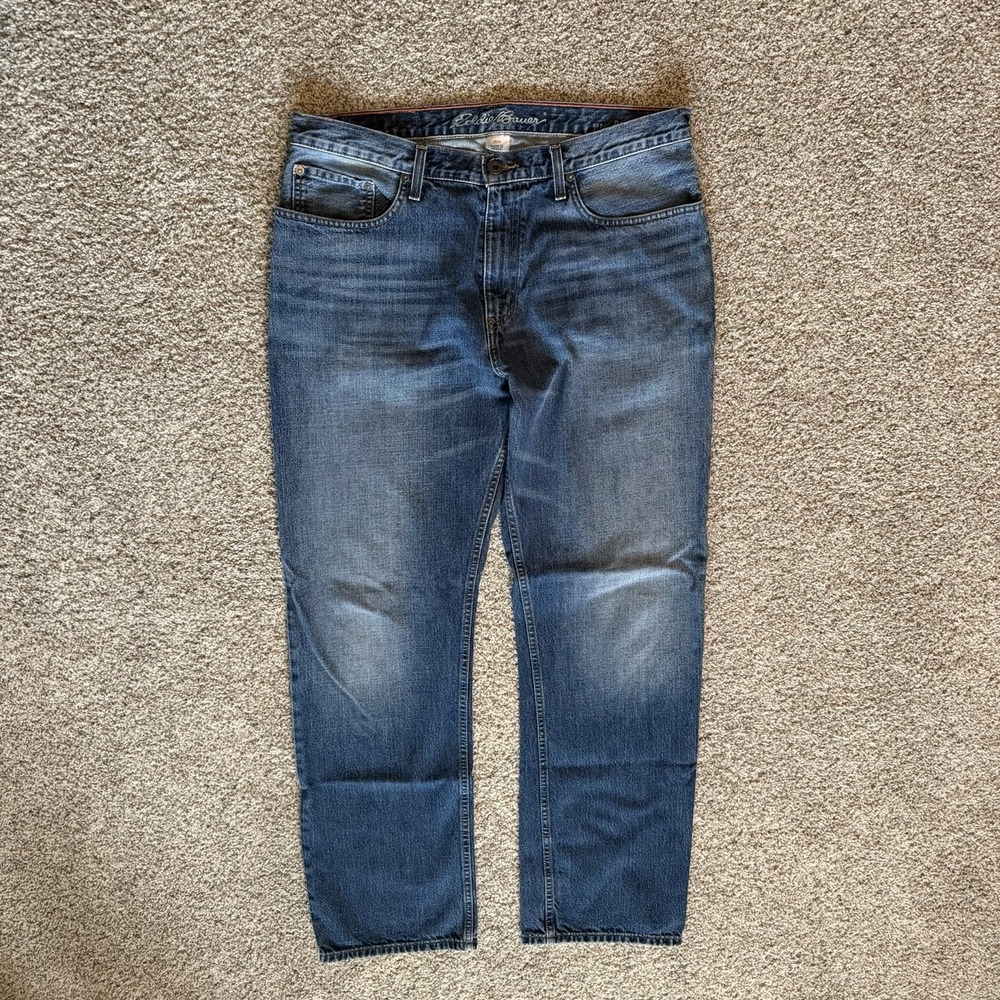Eddie Bauer Relaxed Fit Jeans Mens 35x34 Blue Denim Straight Leg